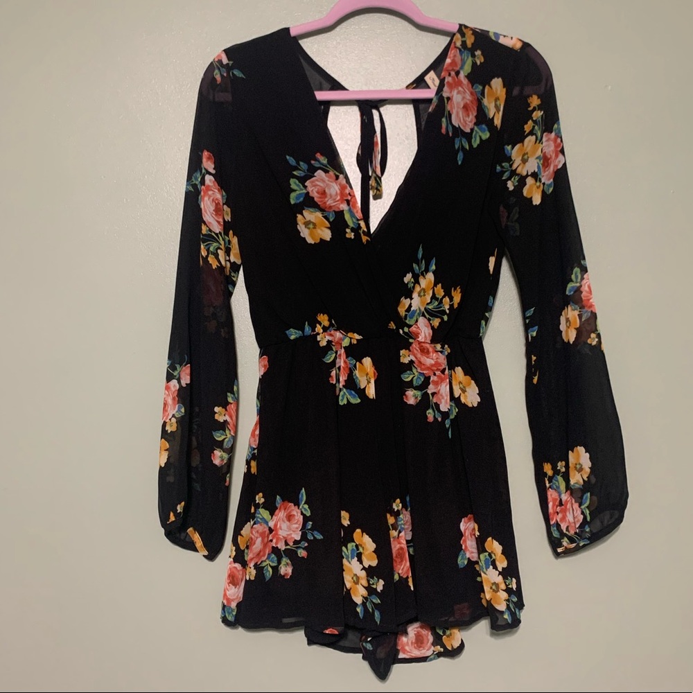 Black Floral Romper